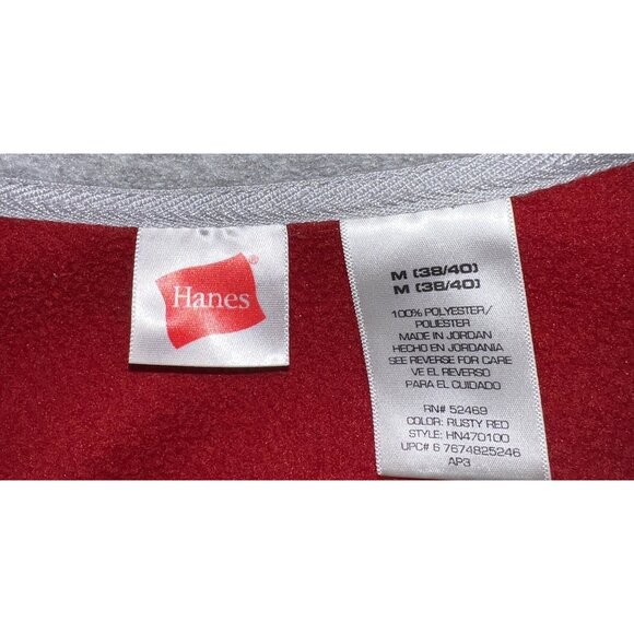 Hanes Men's Medium Rusty Red Fleece Jacket 1/4 Zip - Picture 2 of 2